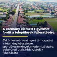 A kormány kiemelt figyelmet fordít a települések fejlesztésére. 614 önkormányzat nye…