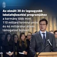 Az elmúlt 30 év legnagyobb iskolafejlesztési programjához a kormány több, mint 110 m…