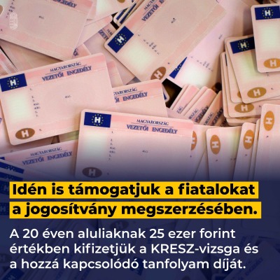 Idén is támogatjuk a fiatalokat a jogosítvány megszerzésében.