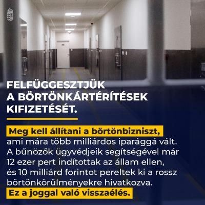 Megjelent a kormányhatározat: felfüggesztjük a börtönkártérítések kifizetését.