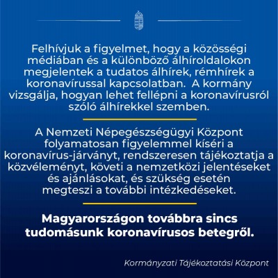 A kormány vizsgálja, hogyan lehet fellépni a koronavírusról szóló álhírekkel szemben…