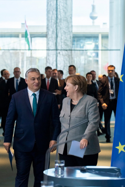 Angela Merkel német kancellárral tárgyal Orbán Viktor miniszterelnök Berlinben.