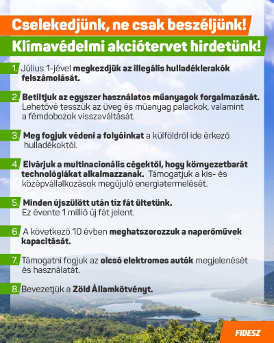 Klímavédelmi akciótervet hirdetünk.